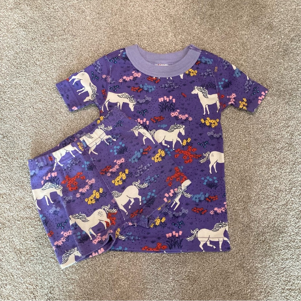 3T Hanna Andersson Summer Pajamas Set, purple, unicorns